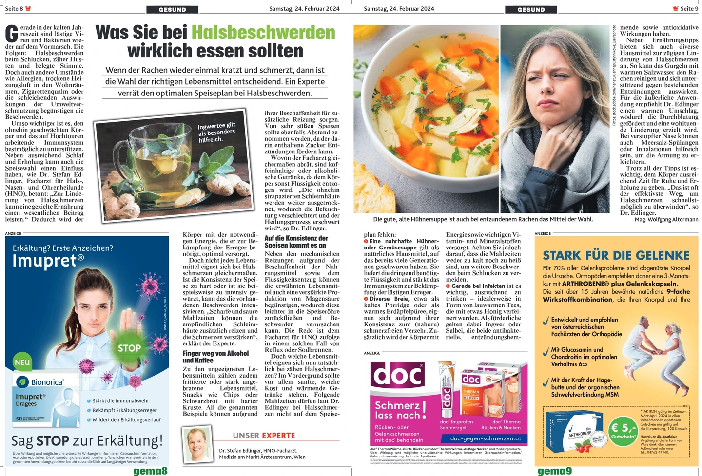 Was Sie bei Halsbeschwerden wirklich essen sollten 1 zeitungsbeitrag ernaehrung bei halsschmerzen 1-hno21
