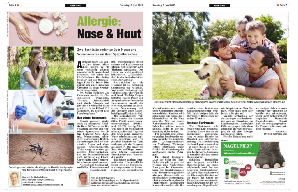 Allergie: Nase & Haut 1 allergie nase haut zeitungsartikel edlinger-hno21