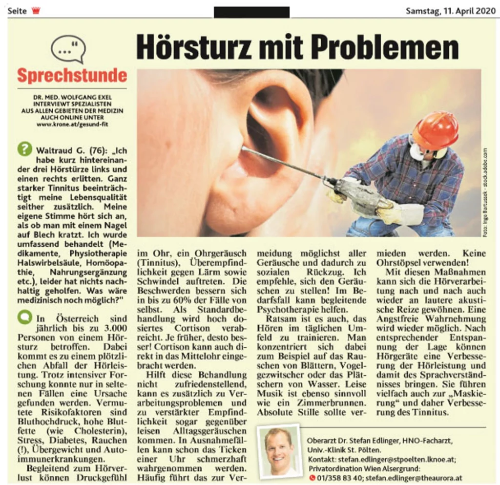 Hörsturz mit Problemen 1 hoersturz mit problemen zeitungsartikel edlinger-hno21